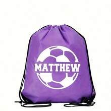 Custom Name Drawstring Backpack School Bag Double Shoulder Pocket Sports Gym Bag 26 Initial Letter - Multicolor - View 5