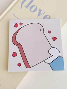 1/4pcs Handheld Heart Toast Series Notebooks, Includes 50 Sheets Non-Stick Sticky Notes, Suitable For Office, School, Home Storage, Strawberry Theme Stationery - one-size - View 9