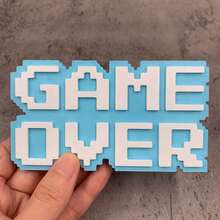 Retro Pixel "GAME OVER" Desktop Decor Sign, Suitable Gift For Gamers, 8-Bit Gaming Room Desktop Decoration, Size 4.7 X 2.7 Inches, No Power Required - GAME OVER - View 10