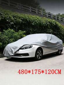 1pc PEVA Material Single Layer Car Cover, All-Weather Protection, Waterproof, Windproof, Snowproof, Dustproof, Lightweight And Portable, Easy Installation, Suitable For All Car Models, Garage Storage And Organization - Silver - View 3