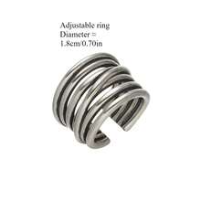 1pc Vintage Silver-Plated Spring-Shaped Metal Ring, Adjustable Unisex Party Ring, Punk Jewelry Accessory Gift - Antique Silver - View 2