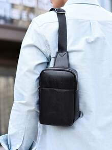 大容量黑灰色中性斜挎包 | Techwear 斜跨胸包，附圓形口袋 | 多口袋可調節肩帶 - 彩色 - 查看 10
