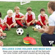 Juego de 50 conos de disco de agilidad para fútbol con bolsa de transporte, soporte para conos de disco, conos de disco para ejercicios, conos de disco para deportes, conos de disco mini para fútbol - Multicolor - Ver 3