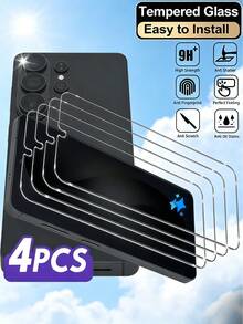 4 buah Pelindung Layar Kaca Tempered Transparan Definisi Tinggi, Kompatibel dengan Galaxy S26 S25 S24/ 17 16/ 17T/Poco/15c Note 15, Perlindungan Penuh, Kekerasan 9H, Anti Sidik Jari - Clear - View 27