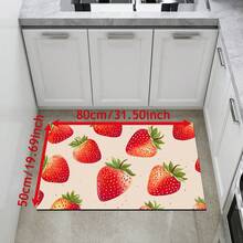 1pc Strawberry Pattern Diatom Mud Kitchen Mat, Absorbent Kitchen Floor Mat, Kitchen Rug, Sink Front Mat, Suitable For Kitchen, Bathroom, Entryway, Hallway, Laundry Room And Home Decor - Multicolor - View 13