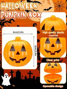 15/10/1pc Halloween Pumpkin Shell Candy Box, Pre-Filled Plastic Pumpkin, Halloween Candy Filler, Refillable Candy, Toys, Open-Style Thanksgiving Party Toys Prank Gifts Candy Box, Halloween Party Gifts - Multicolor - View 7