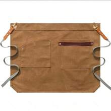 Fashionable New 1pc Half-Body Tie Apron Black Camel Multi-Color Unisex Server Waiter Half-Body Apron With Two Large Pockets Barber Waiter Server Coffee Shop Convenience Store Street Stall Dirt-Resistant Apron - Multicolor - View 12
