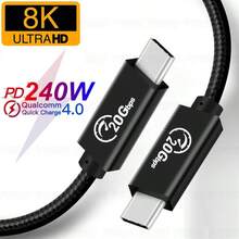 USB3.2 20Gbps 240W Data Cable, USB Type-C Interface, Supports 20Gbps Data Transfer, 240W/100W Fast Charging, USB3.2 Gen2x2 Interface, Supports 8K/4K Audio/Video Transmission, PD240W QC4.0/QC5.0 Fast Charging, Compatible With Macbook And 17 Pro - Black - View 9