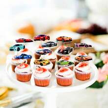Racing Car Cupcake Toppers Decorations For Sports Racing Theme Birthday Party Cakes, Sports Car Racing Cupcake Toppers Decorations - Multicolor - View 3