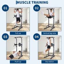 Ataucjin Power Tower Pull Up Bar Dip Station, Adjustable Height Home Gym Equipment, Heavy Duty Strength Trainer With 880 Lbs Capacity, Multi-Function Workout For Full Body Exercise, Stable Fitness Equipment - Black - View 8