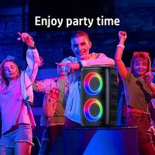 Karaoke Machine With - 2 Wired Microphone85dB, Adult Portable Speaker, PA System With LED Lights Singing Karaoke Speaker, Supports MicroSD Card/USB, AUX Input, TWS Suitable For Party Use - Black - View 6