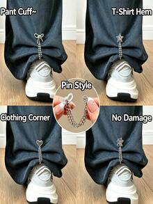 2pcs/1 Pair Adjustable Waist Clips And Cuff Clips, Detachable Pant Leg Clips Suitable For Pants And T-Shirts, Equipped With Chain Clips, No Sewing Required To Shorten Pant Leg Length, Durable And Sturdy, Multi-Functional Clips, Can Be Used To Tighten T-Shirt Hem, Collar And Pant Leg Parts, Suitable As Fashion Accessories For Women - Multicolor - View 2