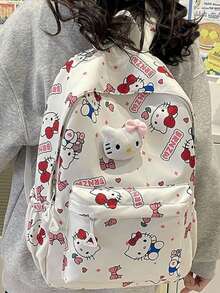 SANRIO 三麗鷗 Kuromi & Hello Kitty 印花後背包，可愛休閒卡通學生書包，大容量學生日常校園單肩 & 後背包 - A Style - 查看 3