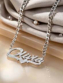 Custom Stainless Steel Name Necklace With Heart And Letter Pendants, Personalized Jewelry Gift For Women And Bridesmaids - One Size - View 9