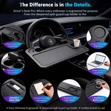 Portable Car Steering Wheel Table - Car Tabletop, Thickened Material, Sturdy And Non-Slip, Durable Multi-Functional Dining Workbench, Suitable For Laptop And Car Use, Durable Plastic Material, Steering Wheel Tray, Easy To Clean|General Motors - Black [Steering Wheel Tray] - View 3