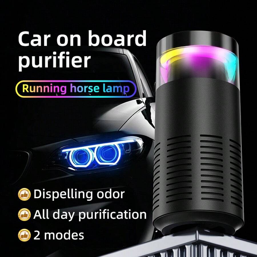 OBOVAY Car Mini Air Purifier With RGB Ambient Light, Automatic Odor Removal, In-Car Air Purifier - Multicolor - View 1