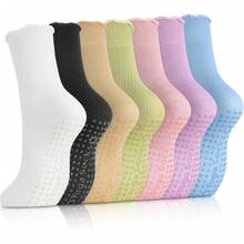 1/3/5/6/8/9/10 Paia di Calze Sportive da Donna Calcuit, Combinazione Multicolore, Costolatura Verticale, Fascia Antiscivolo, Suola in Silicone Antiscivolo, Stile Coppia, Adatte per Tutte le Stagioni, Tessuto a Maglia, Multifunzionali Casa/Fitness/Yoga/Pilates - Multicolore - Visualizzare 15