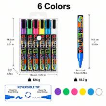 12/8色液體粉筆標記筆，1.0mm粗筆尖彩色乾擦標記筆，鮮豔色彩，可擦拭，適用於白板、黑板、窗戶、玻璃、汽車等，返校季 - 彩色 - 查看 12