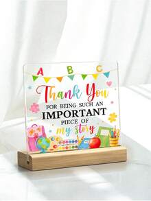 1 Buah Plakat Akrilik Hadiah Terima Kasih Guru, Kutipan Penting, Tanda Meja dengan Alas Kayu, Apresiasi Siswa, Dekorasi Kelas, Kembali ke Sekolah, Ulang Tahun, Natal - Hadiah untuk guru - View 7