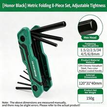 High Hardness Vanadium Steel Folding Hex Key Wrench, Metric & Imperial Socket With Hook, Home, Auto, Bicycle Repair Tool, Includes Reflective Stickers For Night Riding - 8-in-1 - View 12