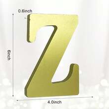 Aocean 6 Inch Golden Wood Letters Unfinished Wooden Letters For Wall Decor Decorative Standing Letters Slices Sign Board For Crafts Christmas Decoration Home Party Projects (Z) - ColorAA - View 2