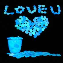 200pcs 2026 Colorful Glow-In-The-Dark Garden Stones, Night Guide Glowing Pebbles, Rainbow Fluorescent Stepping Stones, Outdoor Landscape Decoration, Aquarium Fish Tank Decor - Regular Model - View 6