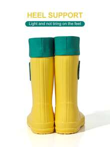 GentleChild Kids Dinosaur Rain Boots Black Red Drawstring Waterproof Non Slip Shoes For Boys Girls School Garden Puddle Outdoor - Yellow - View 6