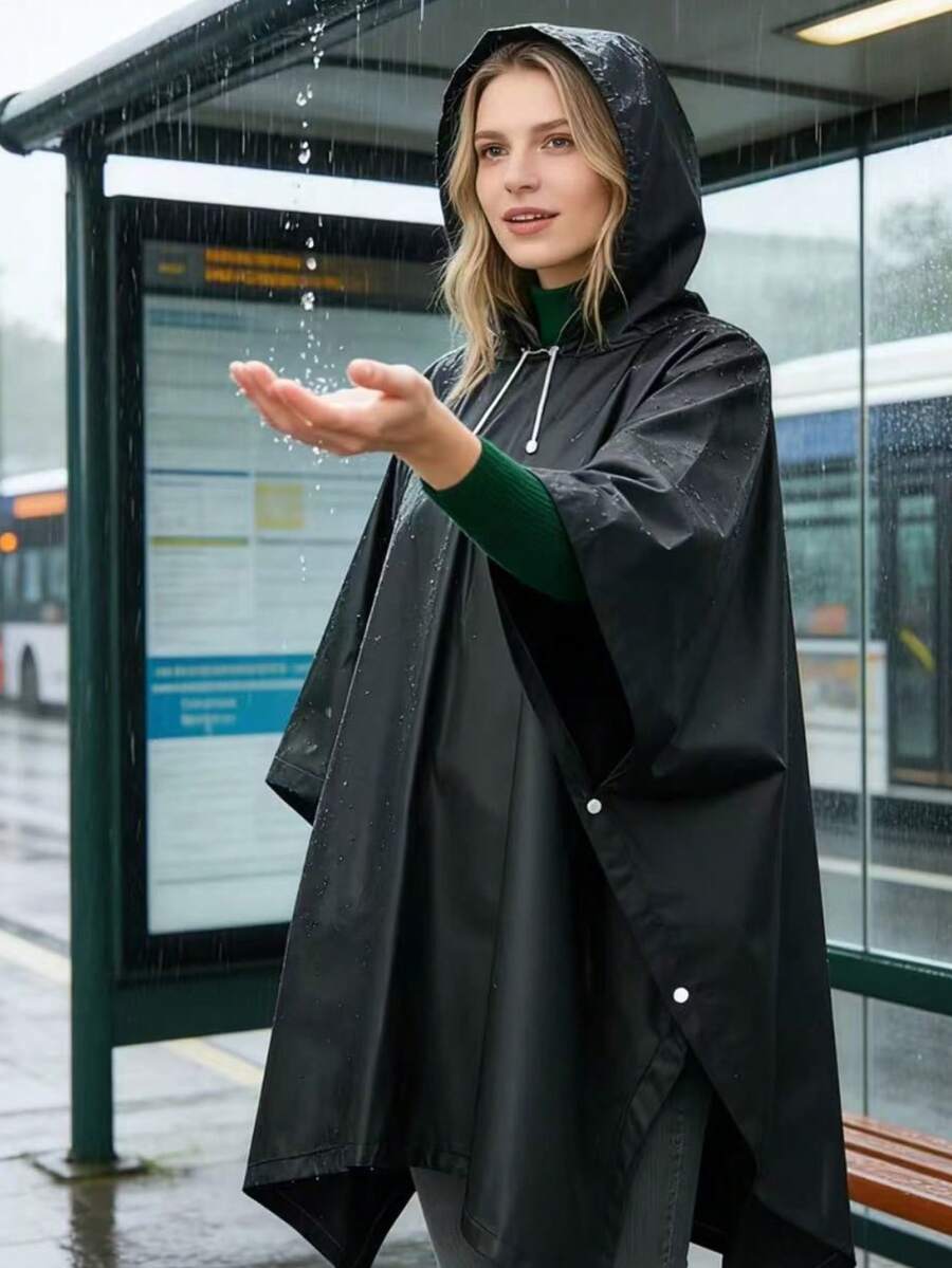 Unisex Waterproof Hooded Rain Poncho, Reusable Lightweight Loose Rain Cape, Suitable For Travel, Hiking And Daily Use - A - View 1