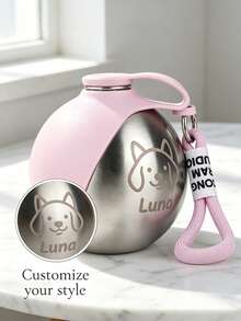 Customized Portable Water Bottle For Pet Dogs To Go Out, Customized Pet Name, 304 Stainless Steel Hook Spherical, Foldable Water Dispenser With Reflux, Used For Hiking And Camping, Portable Travel Small Water Bottle - Multicolor - View 1