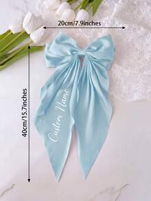 Custom Name Big Bow Hair Clips, Multi Color Engraved Text Long Ribbon Bow Barrette, Elegant Women Bridal Daily Custom Text Hair Accessories - Multicolor - View 7