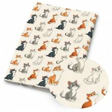 1pc Roll Pre-Cut Whimsical Cat Print Fabric Suitable For DIY Sewing, Scrapbooking, Tablecloths & Crafts - Cute Kitten Pattern With Kitten Illustrations, Hand Washable Polyester Cloth For Table Coverings, Dressmaking, Blankets - Cat - View 13