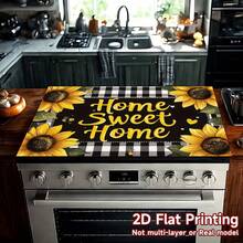 1pc Sunflower & Black White Checkered Heat-Resistant Glass Stove Top Protector - Non-Slip, Durable, Easy To Clean, Fits Electric Glass Stoves, Flat Top Ovens, Dryers, Coffee Makers - Stylish Kitchen Decor, Perfect Holiday Gift, Stove Top Protector - 52公分*72公分/20.5吋*28.3英寸 - 查看 7
