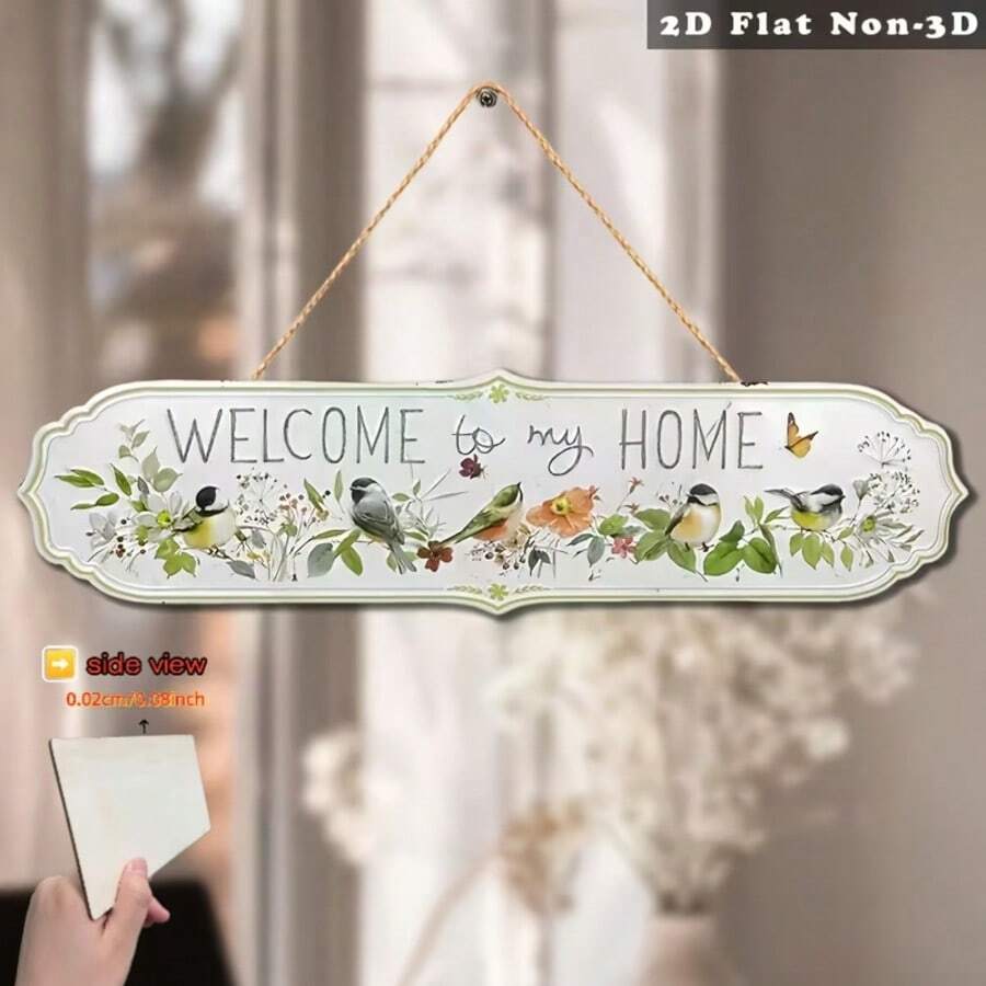 2D Flat Garden Decorative Sign, Rustic Style Welcome Plaque, For Wall Hanging, Suitable For Garden, Balcony, Patio And Other Home Decor Scenes - Multicolor - View 1