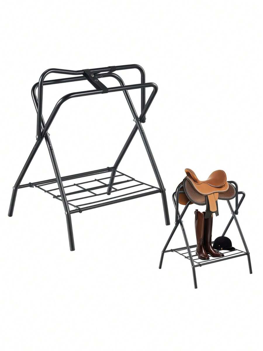 Folding Saddle Rack 28 X 19 X 37. 5 In Freestanding Horse Saddle Stand Portable Horse Blanket Holder Heavy Duty Steel Saddle Rack For English And Western Saddles Tack Storage Black - 28 X 19 X 37.5 In - View 1