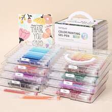 Languo 45/72/99/144 Colors Fluorescent Gel Pen Set, 0.6mm Fine Tip Marker Pens, Suitable For Drawing, Coloring And Professional Art Creation, With Plastic Storage Box - Sets - View 7