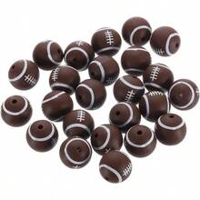 ビーズ 12mm スポーツボールビーズ アクセサリーパーツ クラフトネックレスブレスレットランヤード キーチェーン作り用 24個 ホワイトベースボール） - ラグビー + 15mm - チェックする 2