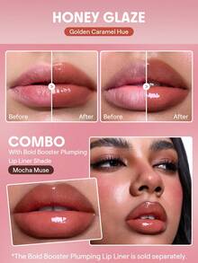 SHEGLAM [2Pcs] Bold Booster Ensemble Gloss Repulpant Et Crayon Marque De Beauté CosméTique Maquillage Pour Femmes Et Filles - Glaçage au miel + Muse au moka - Voir 5