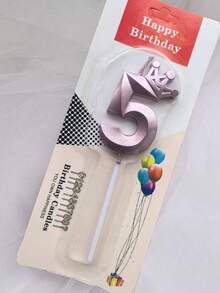 1pc Creative Colorful Crown Number Candle For Birthday, Party Decoration, Back To School Valentine Day - Pink - View 6