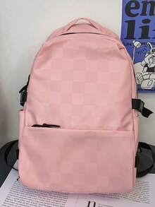 Checkered Large Capacity Backpack, Outdoor Travel Laptop Backpack - Multicolor - View 15