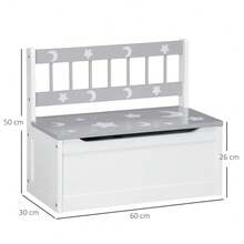 2 In 1 Storage Bench, Toy Box W/ Safety Rod - Grey - T0001-01-12465 - View 10