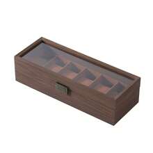 Luxury Walnut Wood Watch Box With Transparent Glass Window, 6-Slot Premium Watch Storage Organizer, Dust-Proof Watch Display Box Jewelry Storage Rack, Ideal Gift For Husband, Father, Boyfriend,Bedroom Room Decor,Back To School - Multicolor - View 5