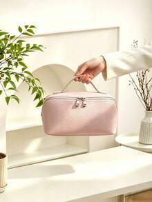 1 Stück PU-Leder Wickeltasche, Wickelaufbewahrungstasche für Mama und Papa, flache offene Make-up-Tasche, Kosmetiktasche für Jungen und Mädchen, Schulanfang, Baby-Essential - Verschiedenfarbig - Übersicht 2