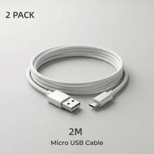Kabel Charger Micro USB Cocok Untuk Kontroler P4, Kindle Paperwhite, Fire Tablet, RK Streaming Stick, Fire TV Stick, One S/X, Ponsel Android Pengisian Cepat Sinkronisasi Data Kabel Daya (2M/6.6ft) - Putih - View 8