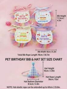 2pcs/Set - Cute Dog Birthday Hat + Bib Set! Happy Birthday Bib Mini Party Hat, Plaid Mesh Bib, Adjustable Bib Scarf For Cats And Dogs, Pet Birthday Costume Accessories - Multicolor - View 4