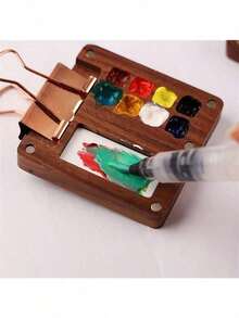 1pc 8-Slot Palette Box 15-Slot Palette Box Portable Mini Watercolor Paint Box Suitable For Sketchbook Travel Painting - Multicolor - View 6