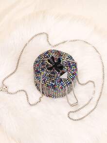 Elegant Women's Sparkling Rhinestone Bucket Bag/Glitter Bag New Elegant Party Bag Fashion Rhinestone Bag Women's Stylish Party Bag Handbag Shoulder Crossbody Bag A Valentine's Day Gift Birthday Gift For Women - Multicolor - View 4