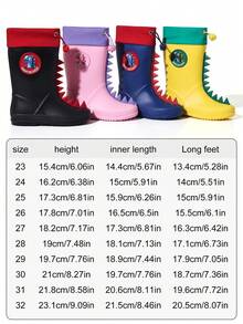 GentleChild Kids Dinosaur Rain Boots Black Red Drawstring Waterproof Non Slip Shoes For Boys Girls School Garden Puddle Outdoor - Royal Blue - View 11