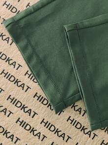 Hidkat 女款春夏秋極簡純色休閒直筒長褲，輕量透氣面料，多個拉鍊口袋，抽繩腰頭，適合戶外、休閒、運動、跑步 - 綠色 - 查看 9