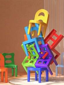 1 Set 24pcs Foldable Balance Chairs, Colorful Foldable Plastic Chairs, Parent-Child Interactive Balance Game, Educational Game To Cultivate Children's Concentration, Suitable For Home Entertainment And Party Fun, Random Color - Multicolor - View 4