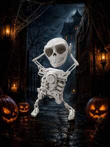 Decoração de Esqueleto Balançante de Halloween, Figura de Esqueleto Dançante de Plástico Branco, Adequada para Decoração de Mesa de Festa de Terror - multicolorido - Visão 3